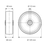 Колесо под ось полиамидное 125  UOO125x40-12 — изображение 2