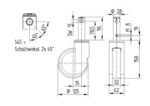 Колесо с центральным тормозом или фиксатором направления 2044UAP125R26-28S45 RAL9002 4xM8 — изображение 2