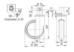 Колесо с центральным тормозом или фиксатором направления 2044UAX200R36-32S30 D RAL9002 4xM6 — изображение 2